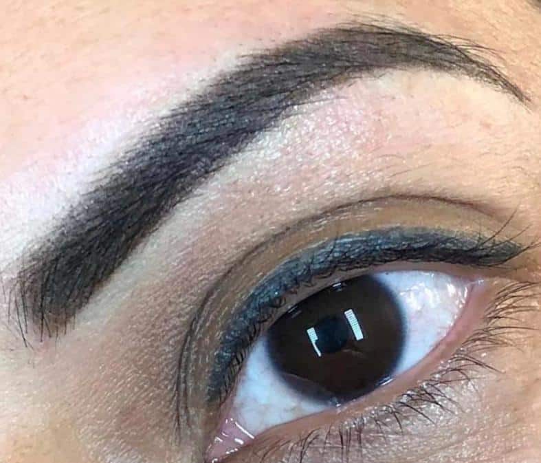 A woman with permanent eyeliner.