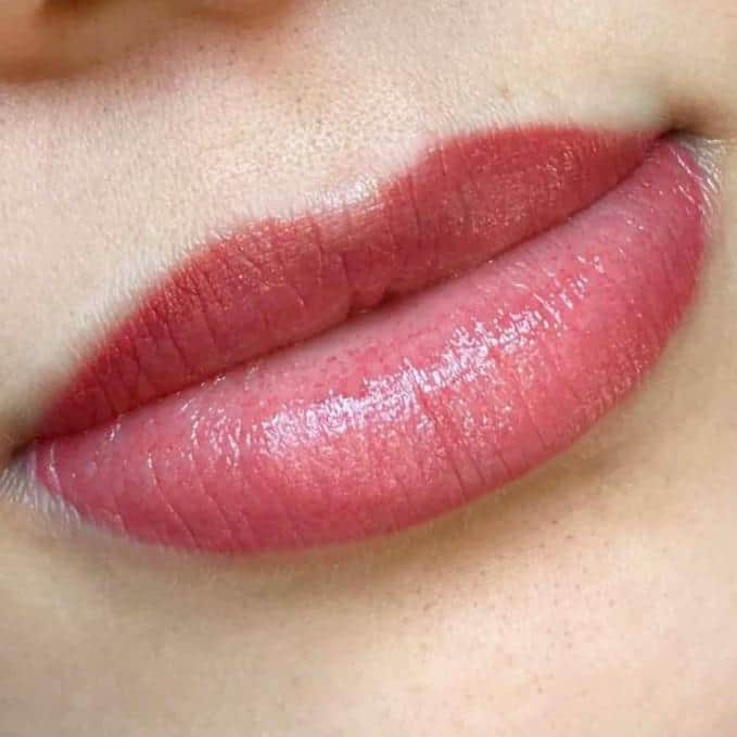 Fresh lip blushing treatment at Frame Lash Studio.