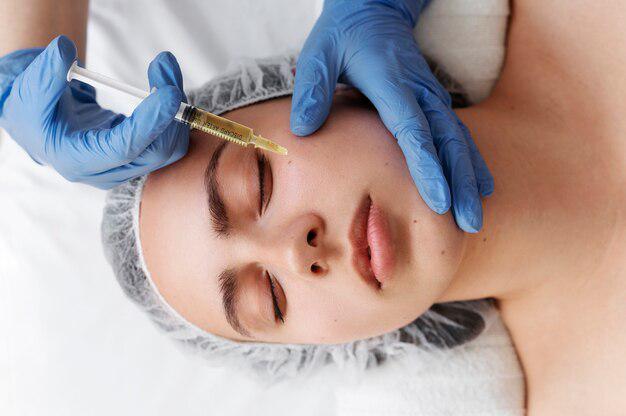 Close-up of a glowing complexion after a PRP facial